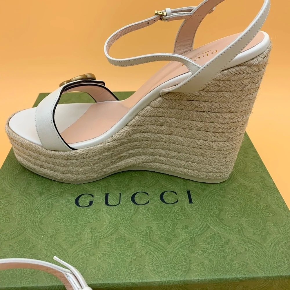 Gucci Lifford Double G Logo Espadrilles Sandals size 41.5